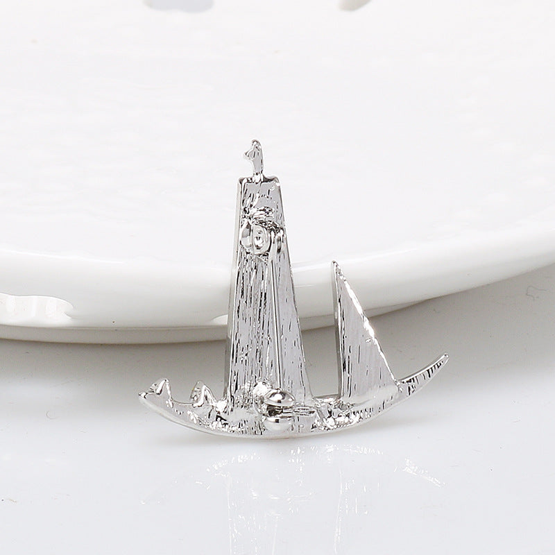Retro British Style Navy Sailing Boat Brooch for Men 4 Pack