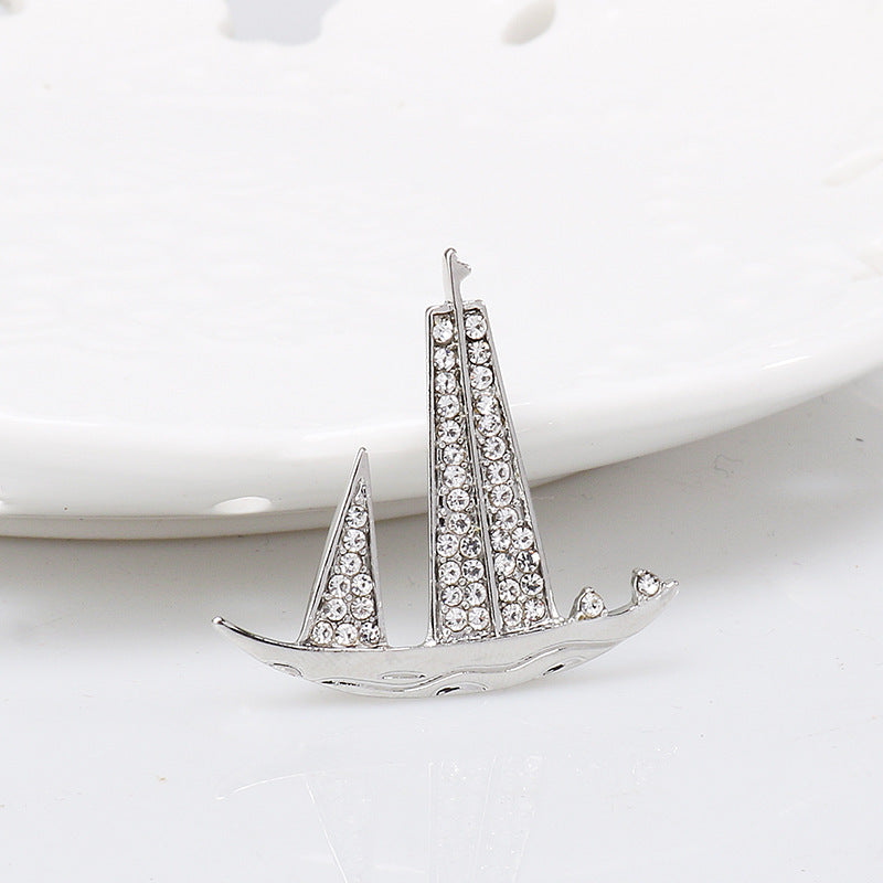 Retro British Style Navy Sailing Boat Brooch for Men 4 Pack