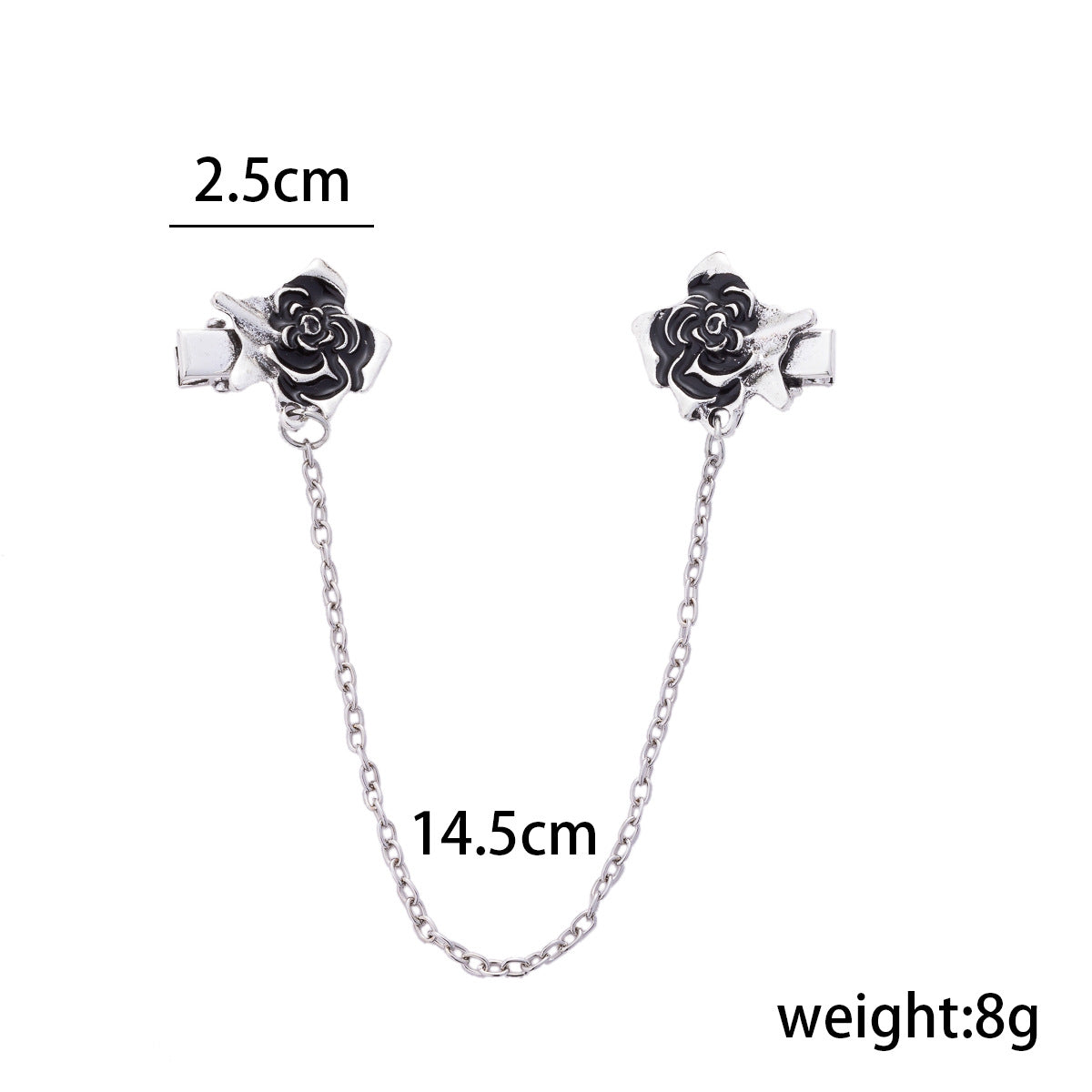 Fashion Oil-Dripping Rose Collar Clip with Chain 3pcs