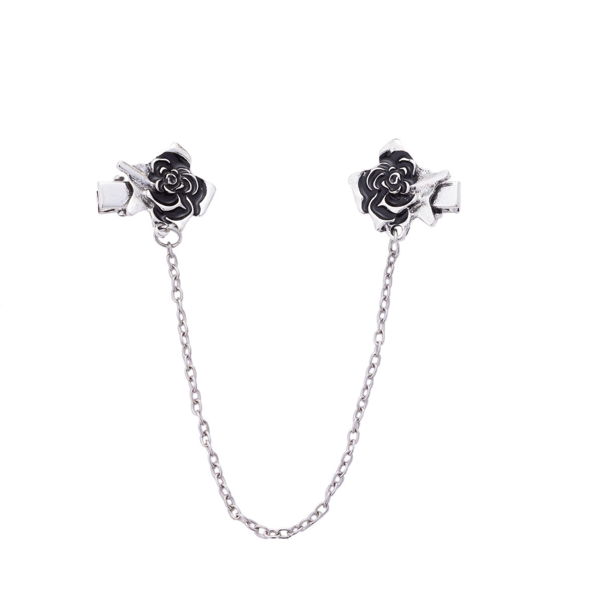 Fashion Oil-Dripping Rose Collar Clip with Chain 3pcs