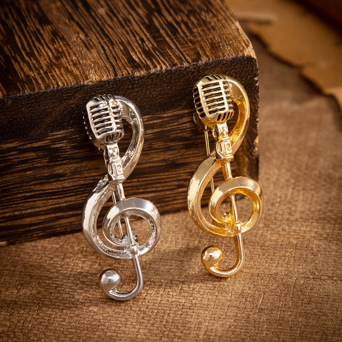 Fashion Microphone Note Brooch Pin for Men and Women's Suits 4 Pack - Lots of Buttons