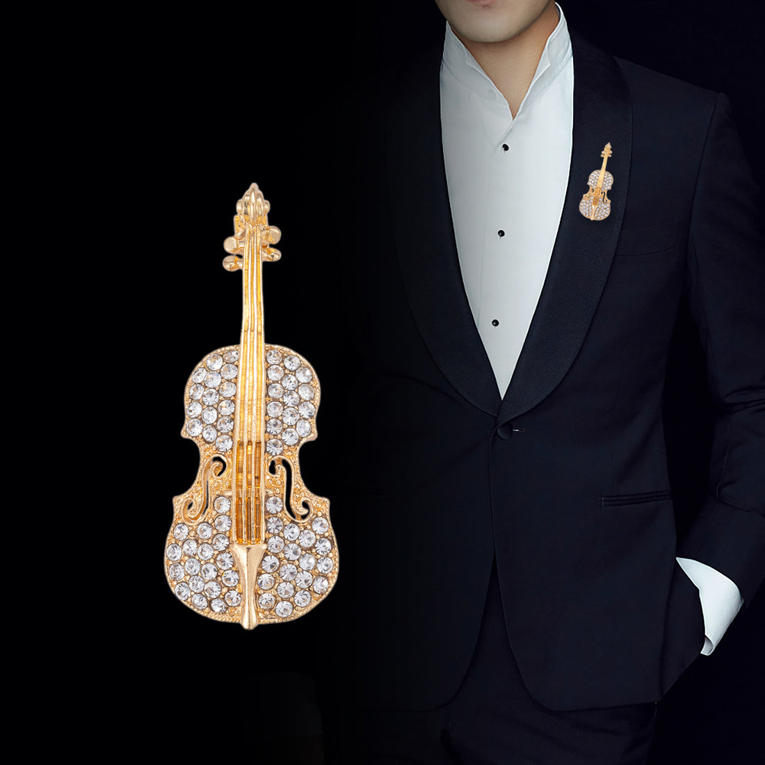 All-Diamond Musical Instrument Guitar Brooch 2 Pack - Lots of Buttons