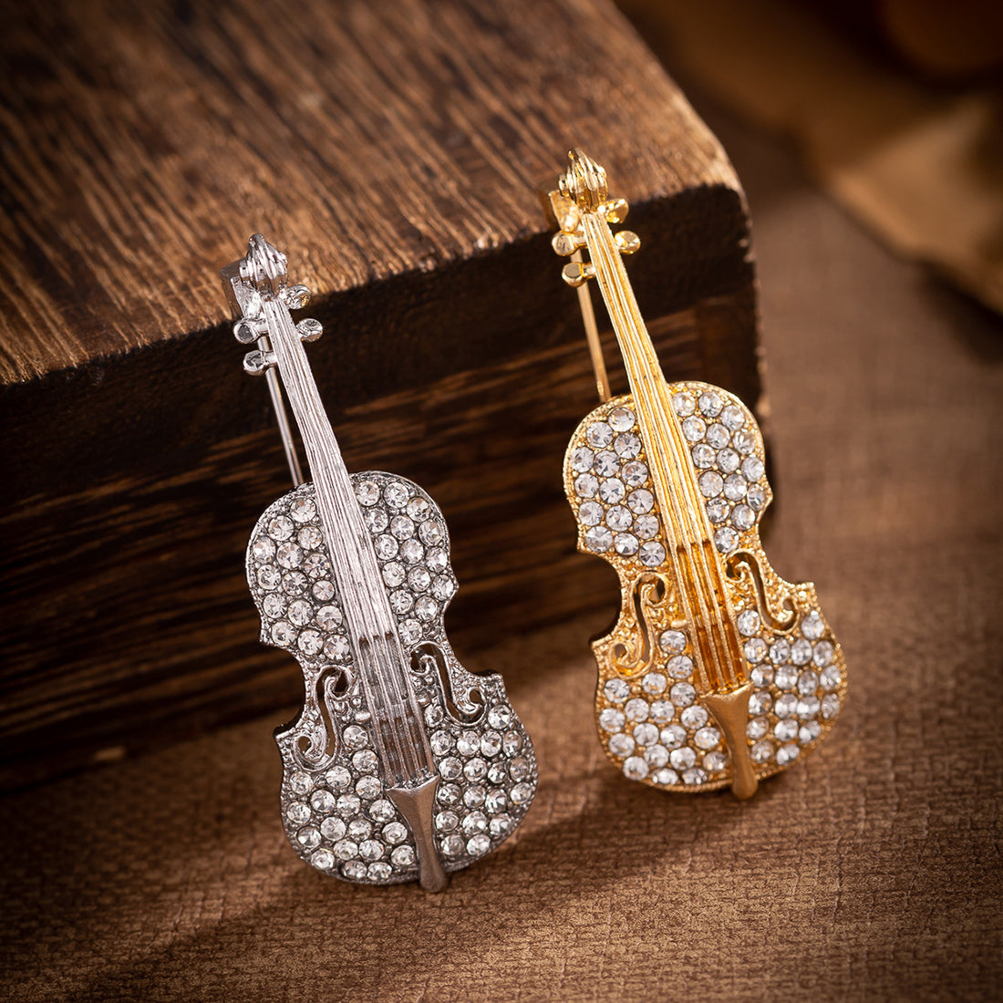 All-Diamond Musical Instrument Guitar Brooch 2 Pack - Lots of Buttons
