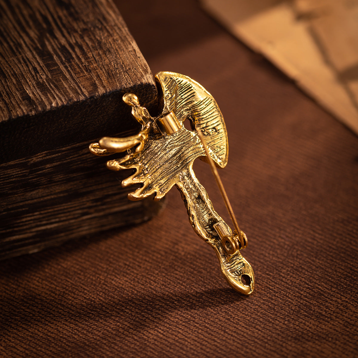 Chinese Vintage Distressed Men's Dragon Head Axe Brooch 3 Pack - Lots of Buttons