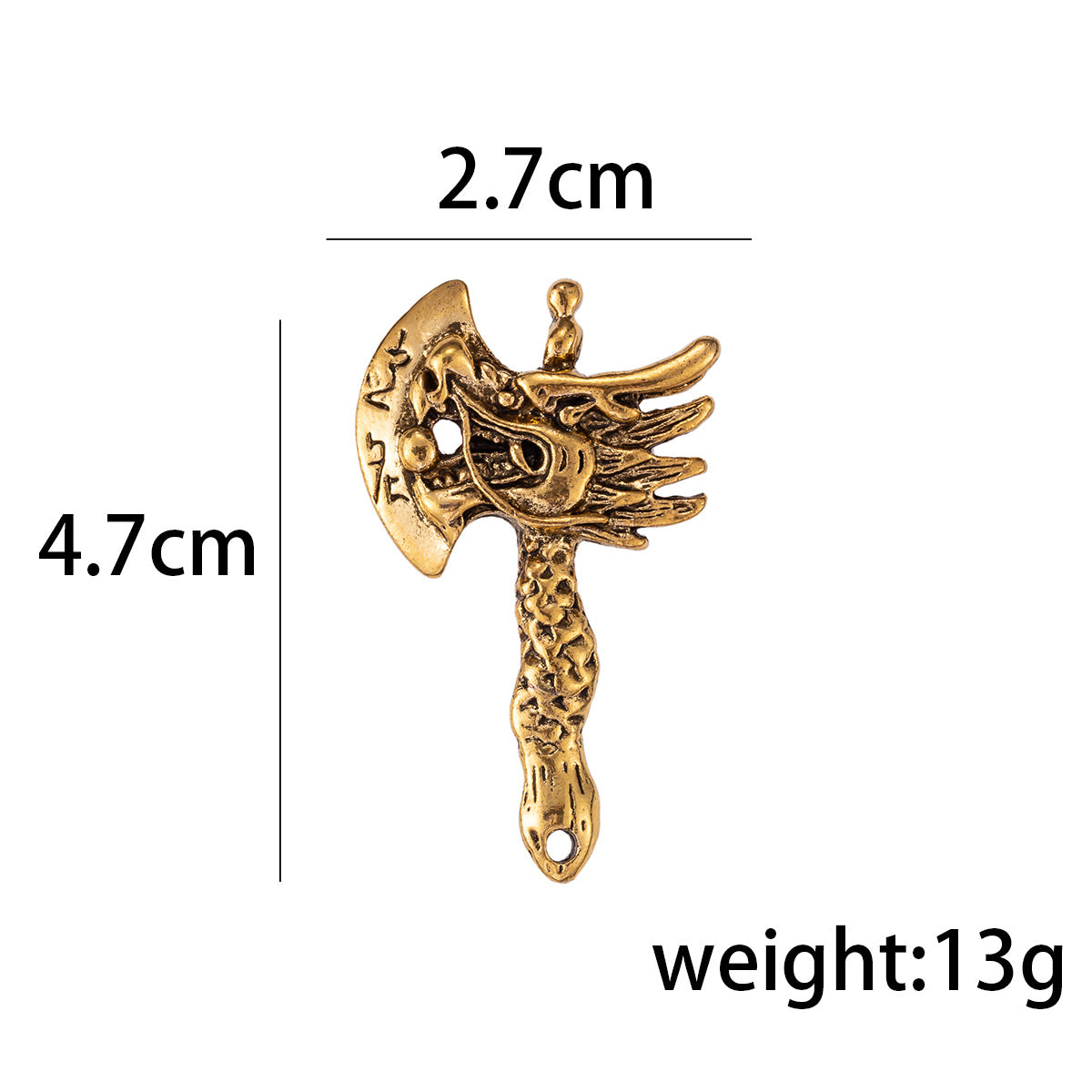 Chinese Vintage Distressed Men's Dragon Head Axe Brooch 3 Pack - Lots of Buttons