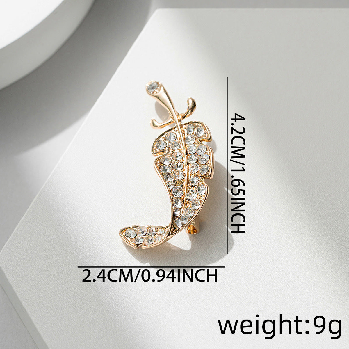 Gold and Silver Feather Diamond-Inlaid Brooch 4 Pack - Lots of Buttons