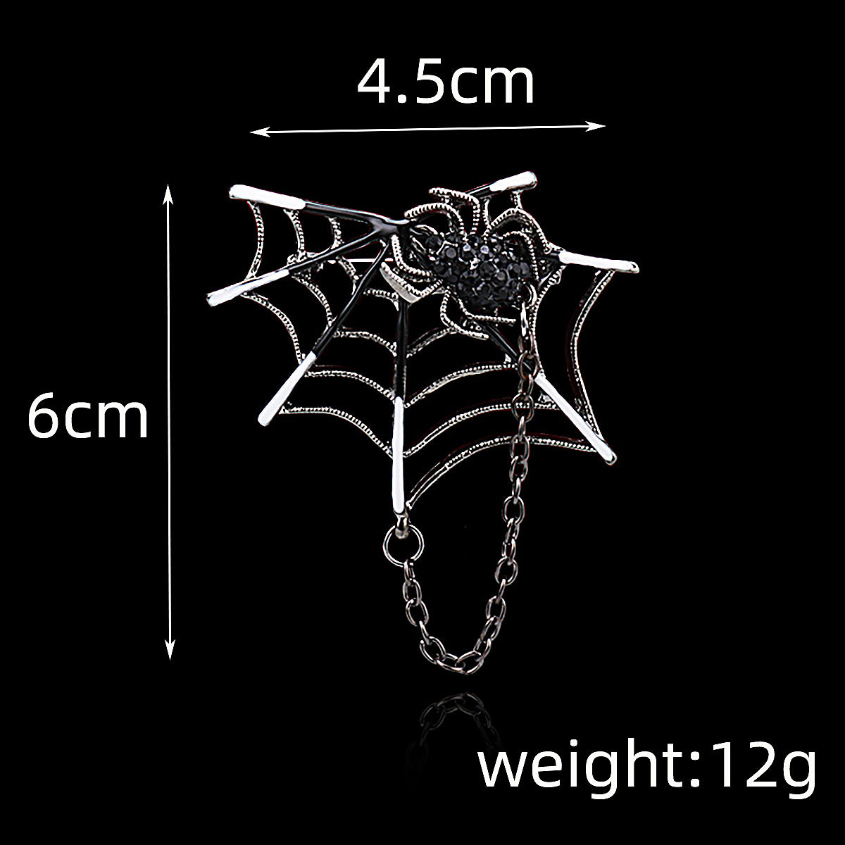 Silver Diamond-Inlaid Spider Web with Chain Creative Brooch 3pcs - Lots of Buttons
