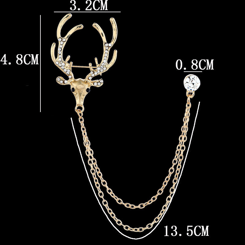 Christmas Deer Head Brooch with Chain Corsage 4pcs - Lots of Buttons