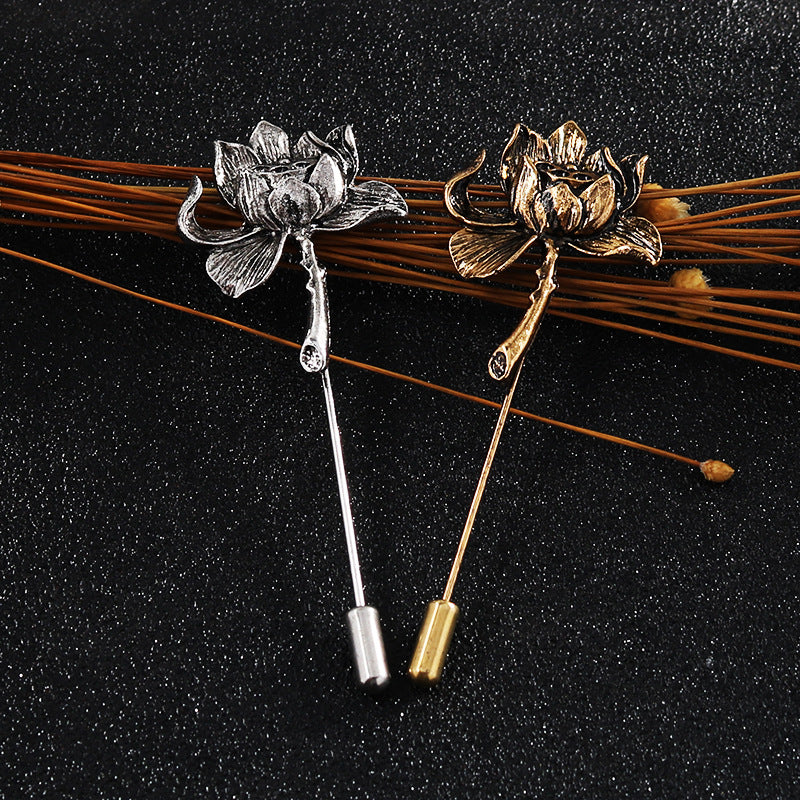 Vintage Gold Silver Lotus Brooch Lapel Pin 6pcs - Lots of Buttons