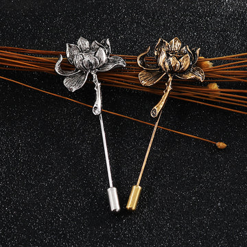 Vintage Gold Silver Lotus Brooch Lapel Pin 6pcs - Lots of Buttons