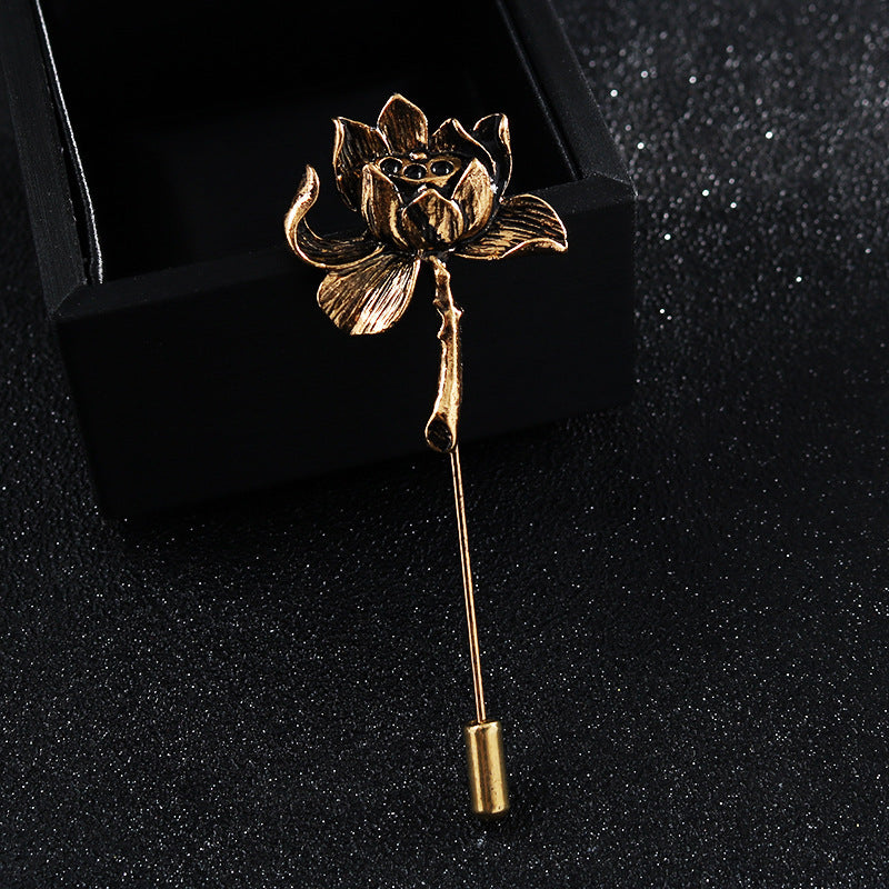 Vintage Gold Silver Lotus Brooch Lapel Pin 6pcs - Lots of Buttons