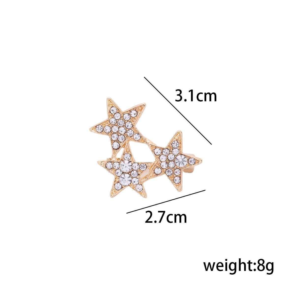 Three Five-Pointed Stars Diamond Brooch Men's Suit Lapel Pin 3pcs - Lots of Buttons