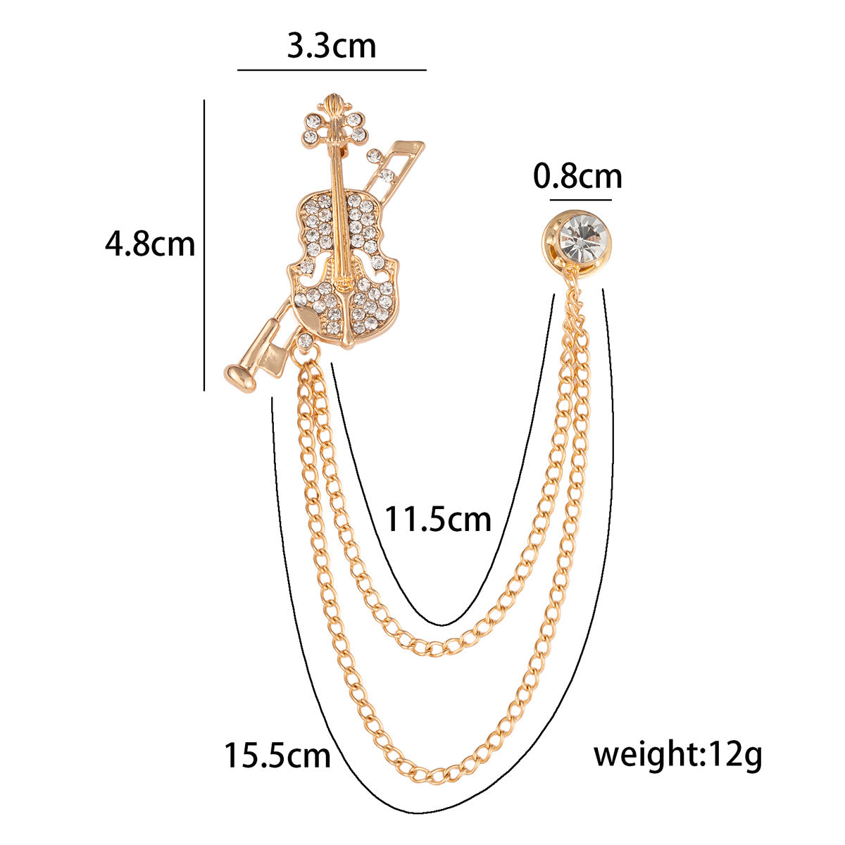 Diamond Violin Brooch Tassel Badge for Men Suits 2 Pack - Lots of Buttons