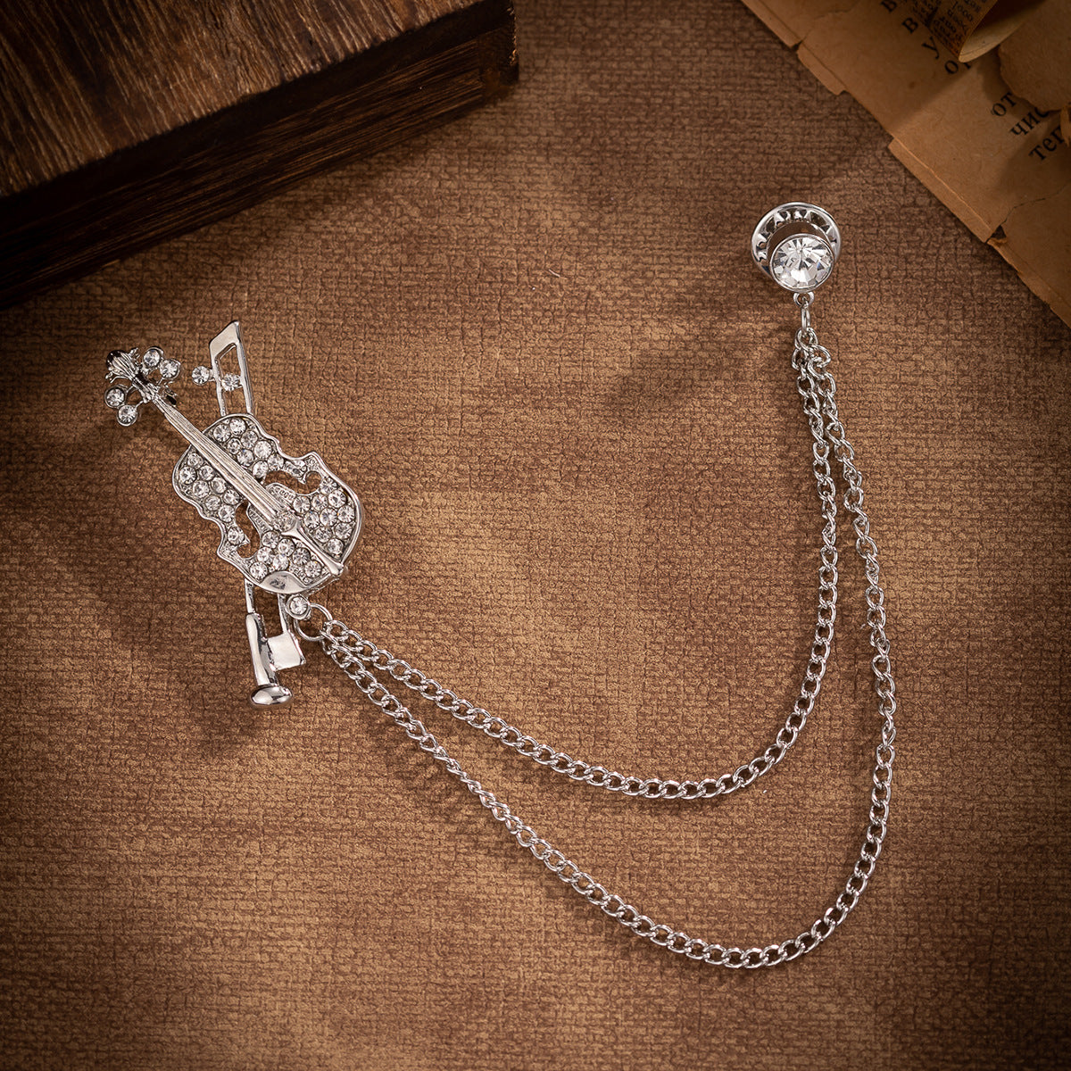 Diamond Violin Brooch Tassel Badge for Men Suits 2 Pack - Lots of Buttons