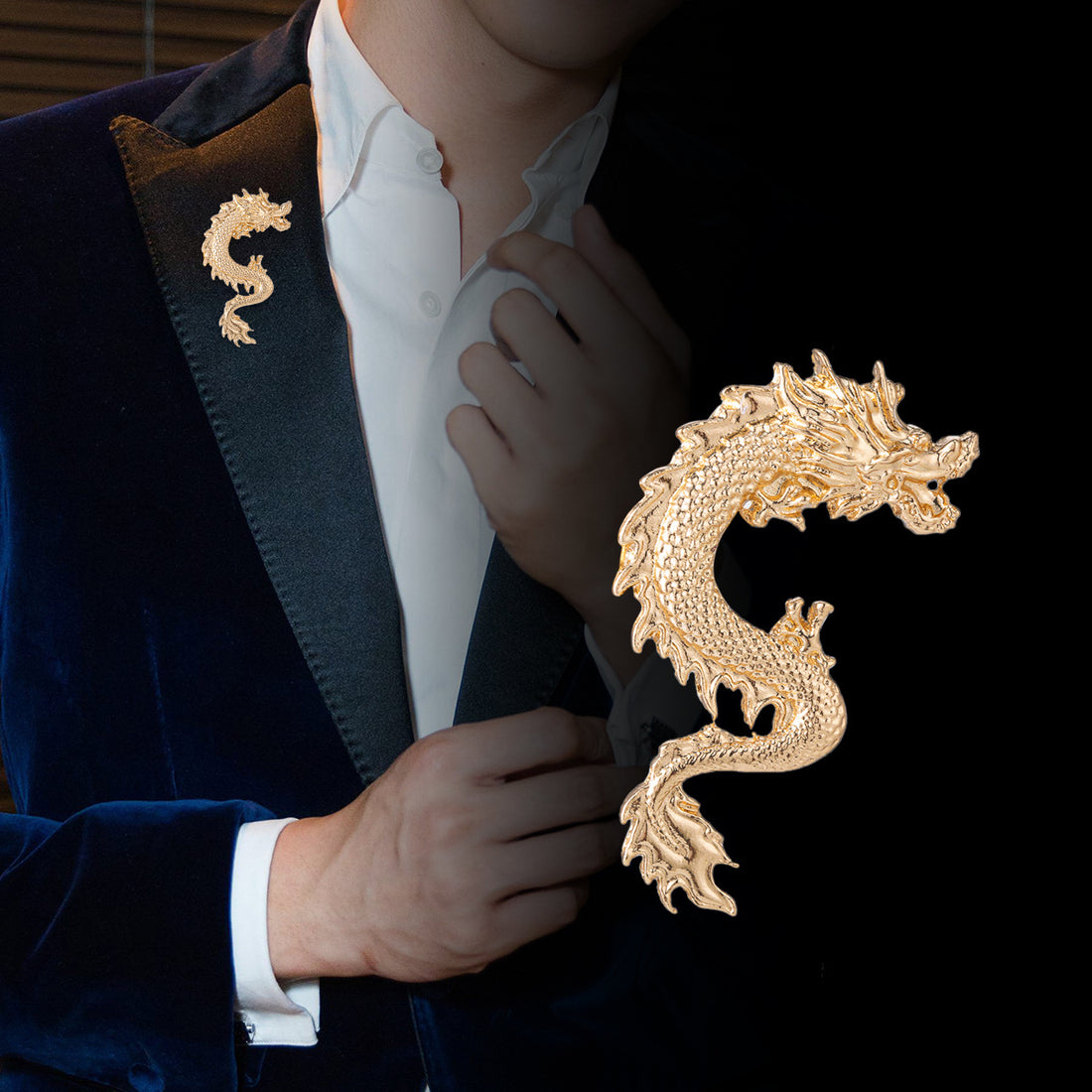 Chinese Dragon Totem Brooch - Men's Zodiac Pin 4 Pack - Lots of Buttons