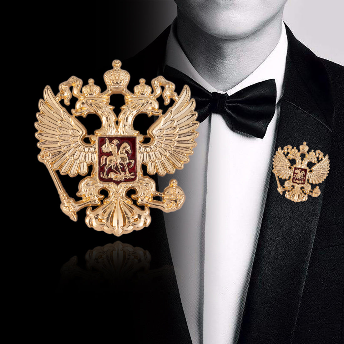 Creative Double-Headed Eagle Knight Brooch Pin 4 Pack - Lots of Buttons