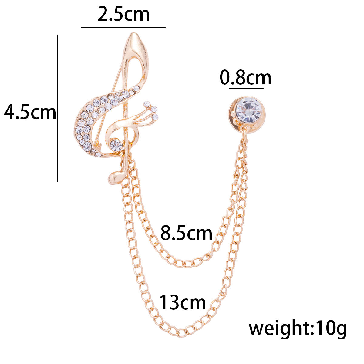 British Style Musical Note Rhinestone Chain Suit Corsage Brooch 3pcs - Lots of Buttons