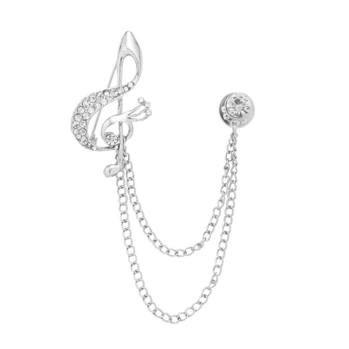 British Style Musical Note Rhinestone Chain Suit Corsage Brooch 3pcs - Lots of Buttons