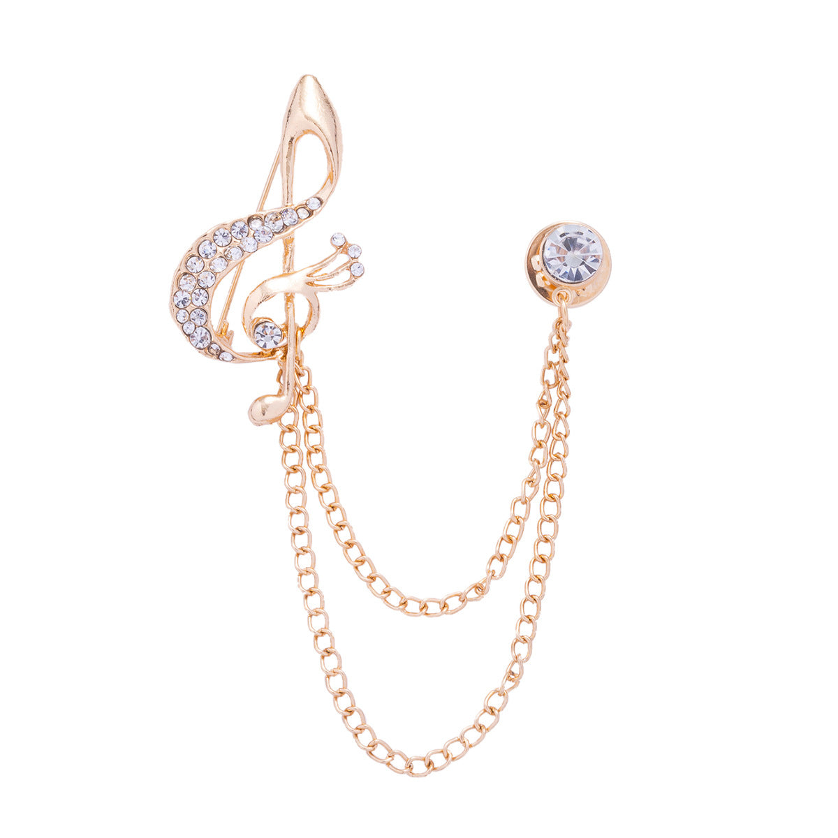 British Style Musical Note Rhinestone Chain Suit Corsage Brooch 3pcs - Lots of Buttons