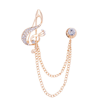 British Style Musical Note Rhinestone Chain Suit Corsage Brooch 3pcs - Lots of Buttons