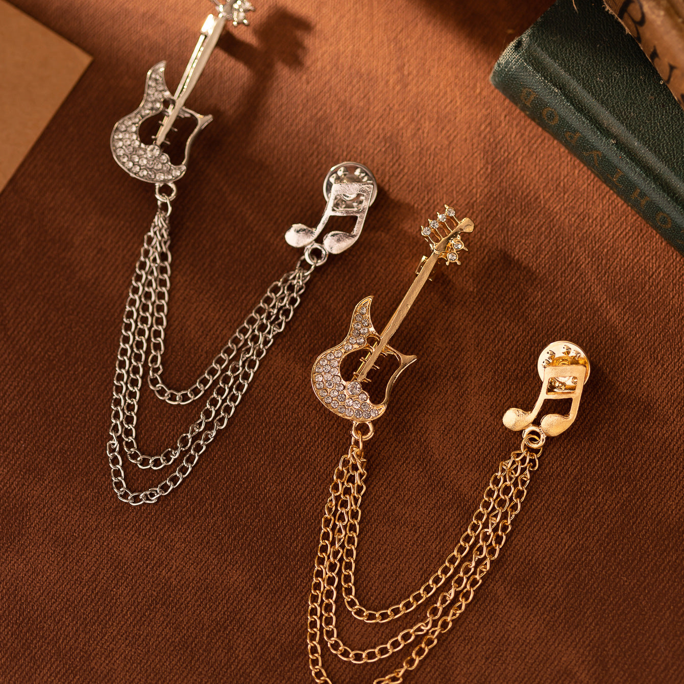 Guitar Note Men's Brooch Double Layer Tassel Pin 3pcs - Lots of Buttons