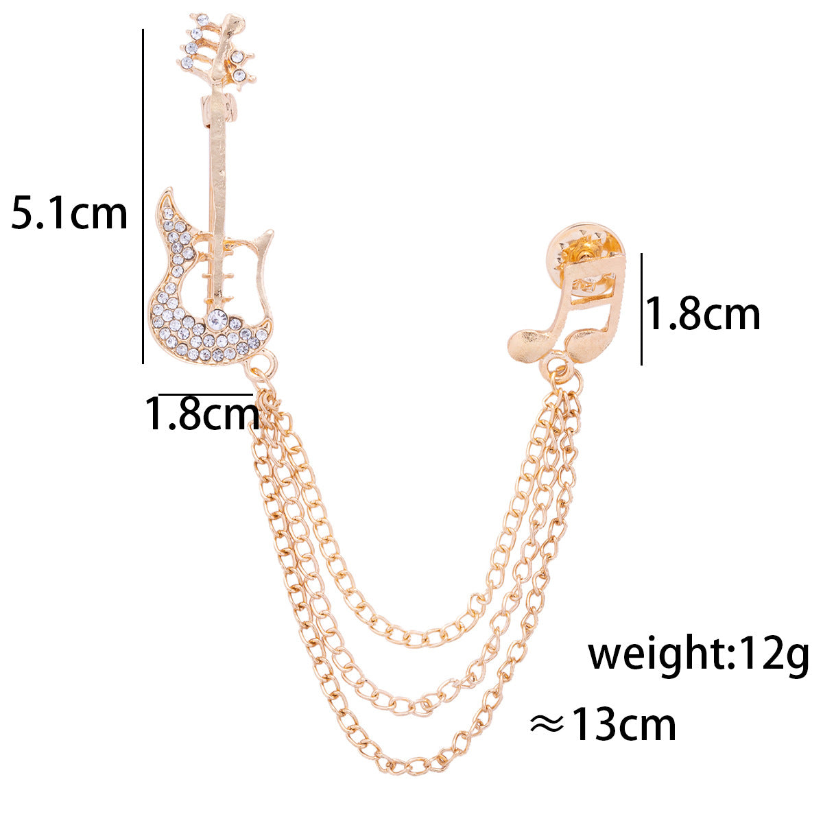Guitar Note Men's Brooch Double Layer Tassel Pin 3pcs - Lots of Buttons