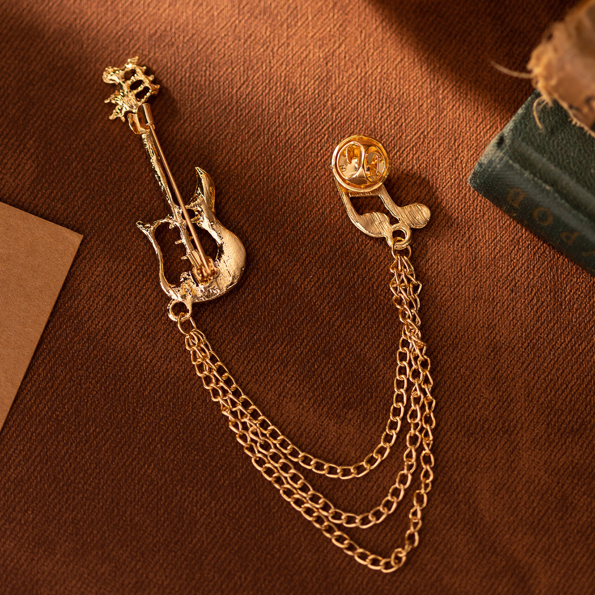 Guitar Note Men's Brooch Double Layer Tassel Pin 3pcs - Lots of Buttons