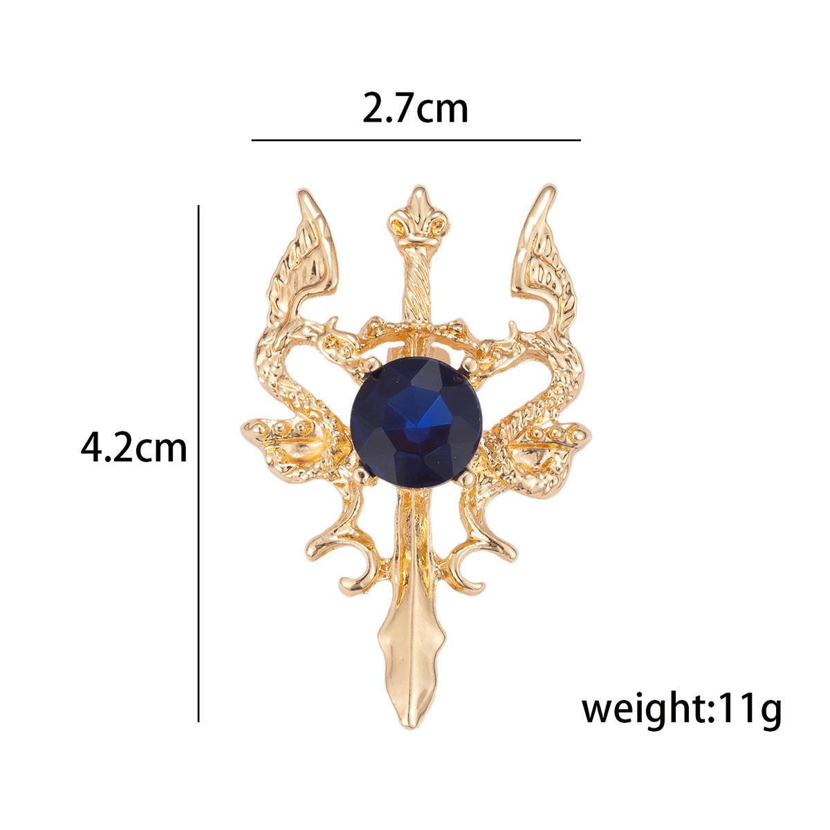 Chinese Style Vintage Zodiac Double Dragon Sword Men's Brooch 3pcs - Lots of Buttons