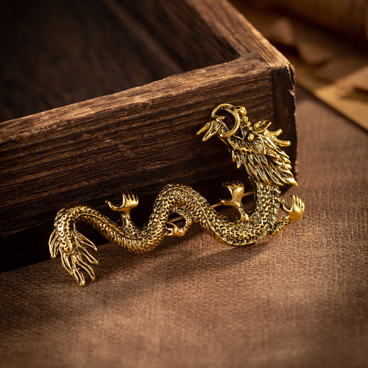 Chinese Style Zodiac Dragon Totem Retro Gold Silver Brooch 3pcs - Lots of Buttons