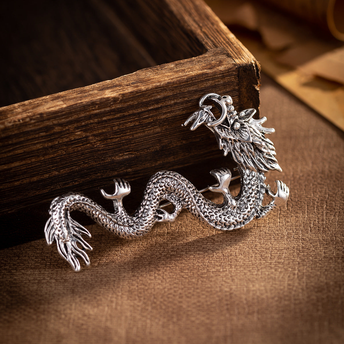 Chinese Style Zodiac Dragon Totem Retro Gold Silver Brooch 3pcs - Lots of Buttons