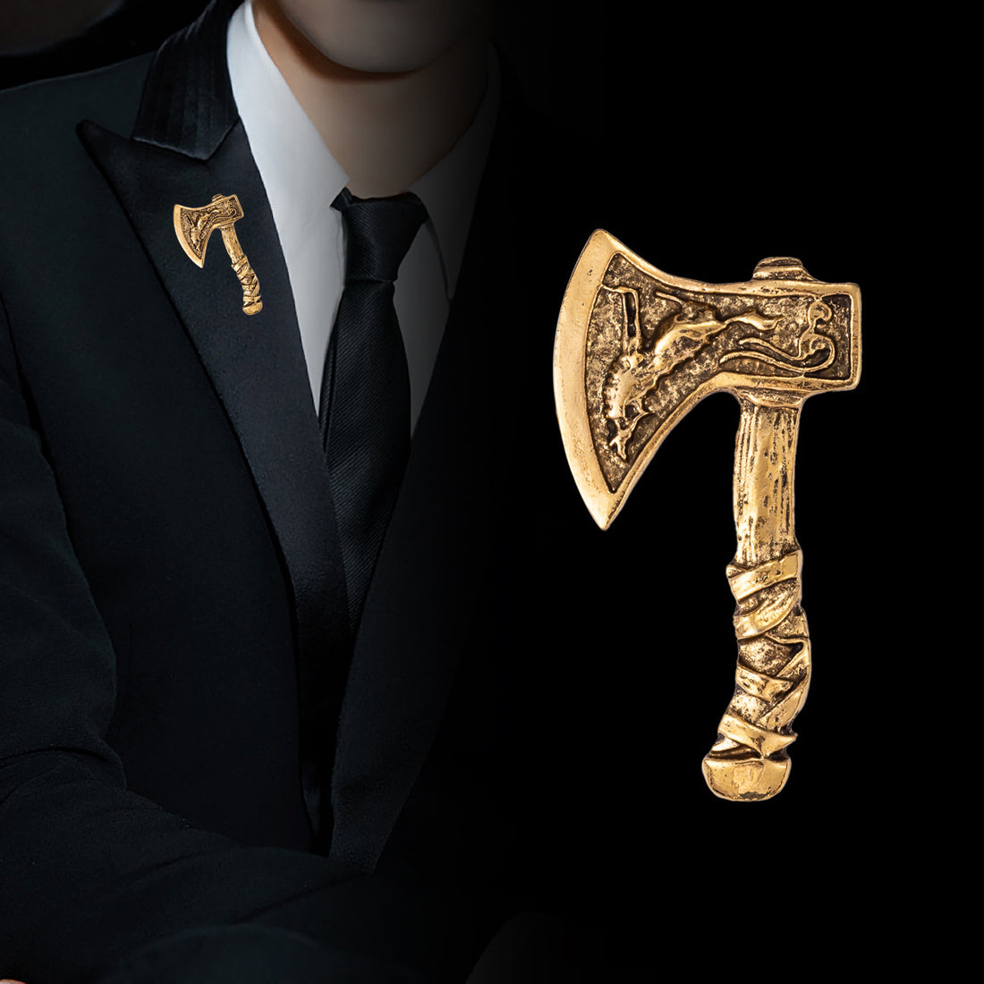 Retro Alloy Corsage Pin, Creative Battle Axe Brooch 3 Color Pack - Lots of Buttons