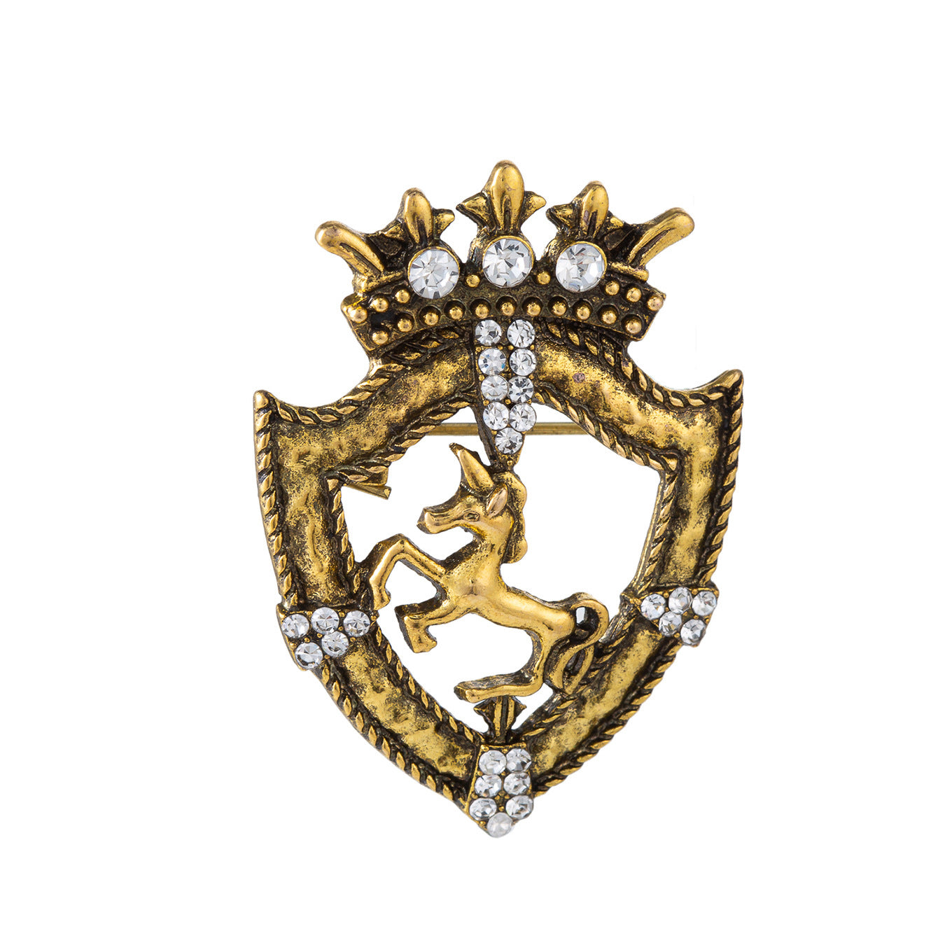 Men's Brooch Vintage Horse Shield Crown Clothing Pin 3pcs - Lots of Buttons