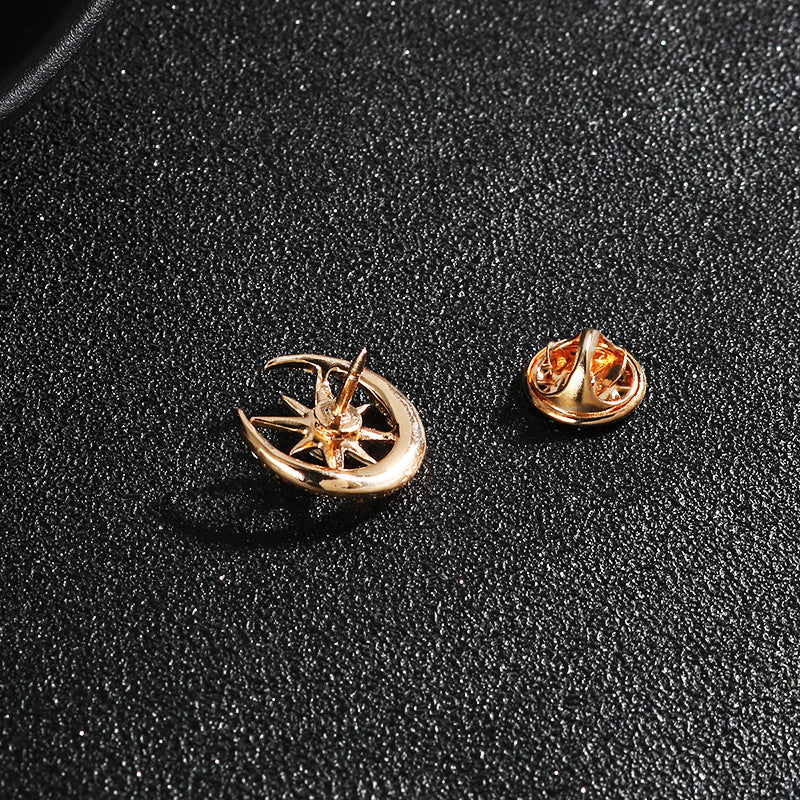 1.8CM Gold Silver Diamond Moon Eight-Pointed Star Suit Brooch 6pcs - Lots of Buttons