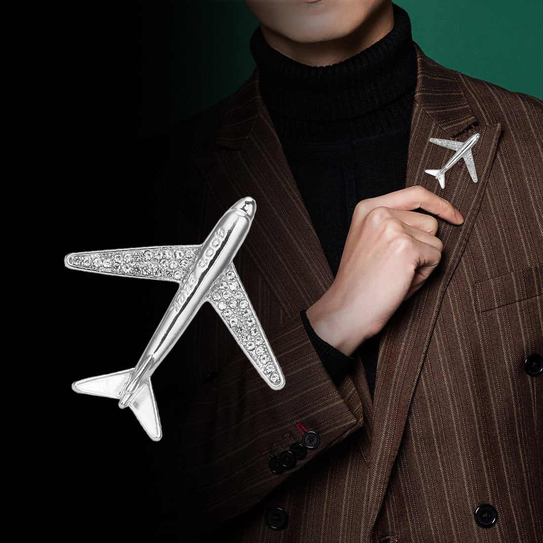 Fashion Airplane Brooch Premium Men's Suit Decoration Pin 2pcs - Lots of Buttons
