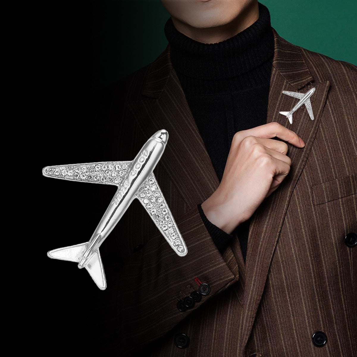 Fashion Airplane Brooch Premium Men's Suit Decoration Pin 2pcs - Lots of Buttons