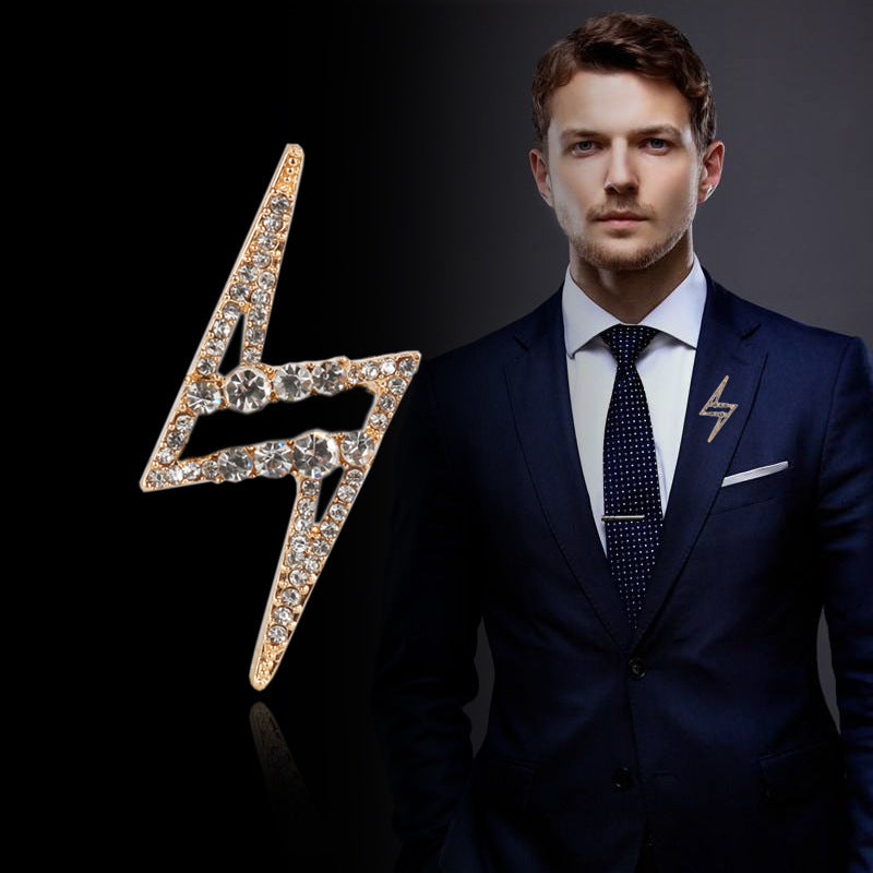 “Z” Lightning-Shaped Diamond-Inlaid Men's Brooch 4pcs - Lots of Buttons