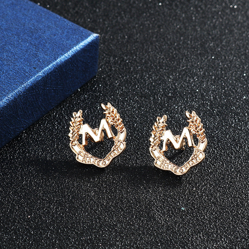 “M” Letter and Wheat Ear Simple Metal Brooch 6pcs - Lots of Buttons