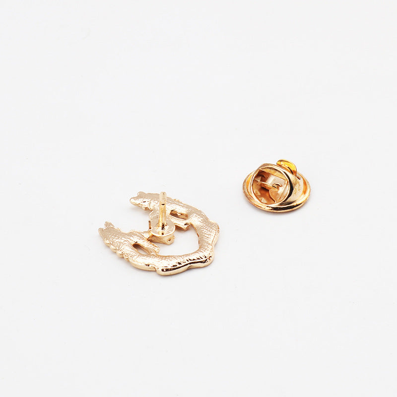 “M” Letter and Wheat Ear Simple Metal Brooch 6pcs - Lots of Buttons