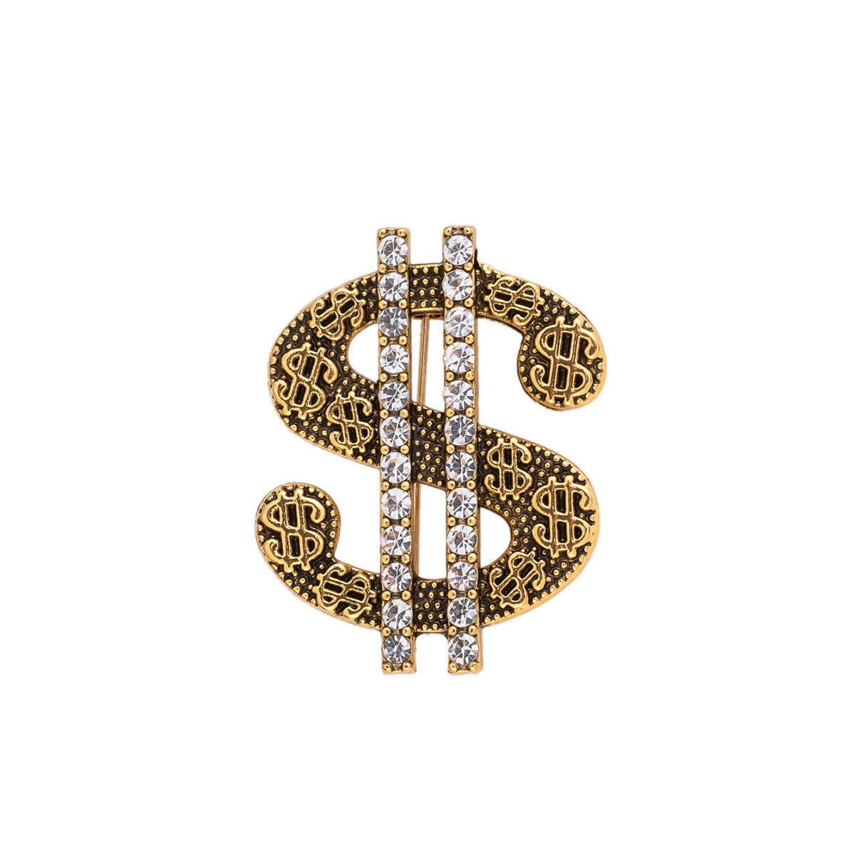 "Get Rich" Dollar Brooch - Gold and Silver 2-Piece Set - Lots of Buttons
