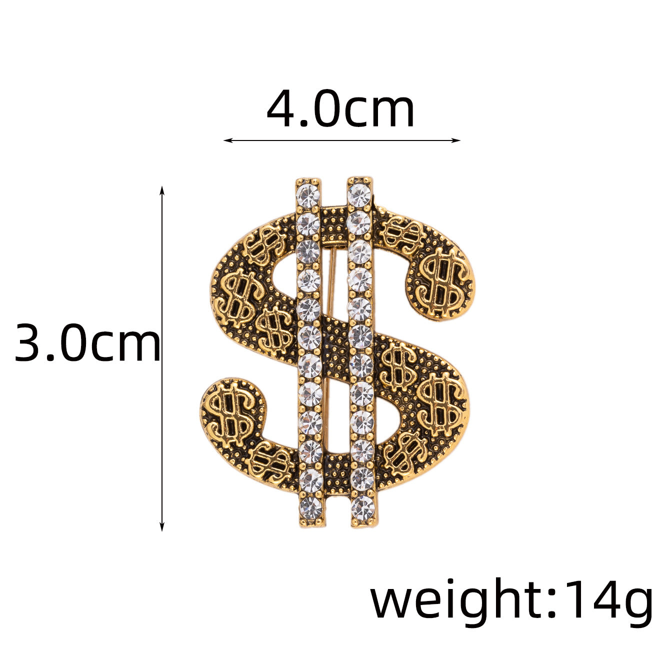 "Get Rich" Dollar Brooch - Gold and Silver 2-Piece Set - Lots of Buttons