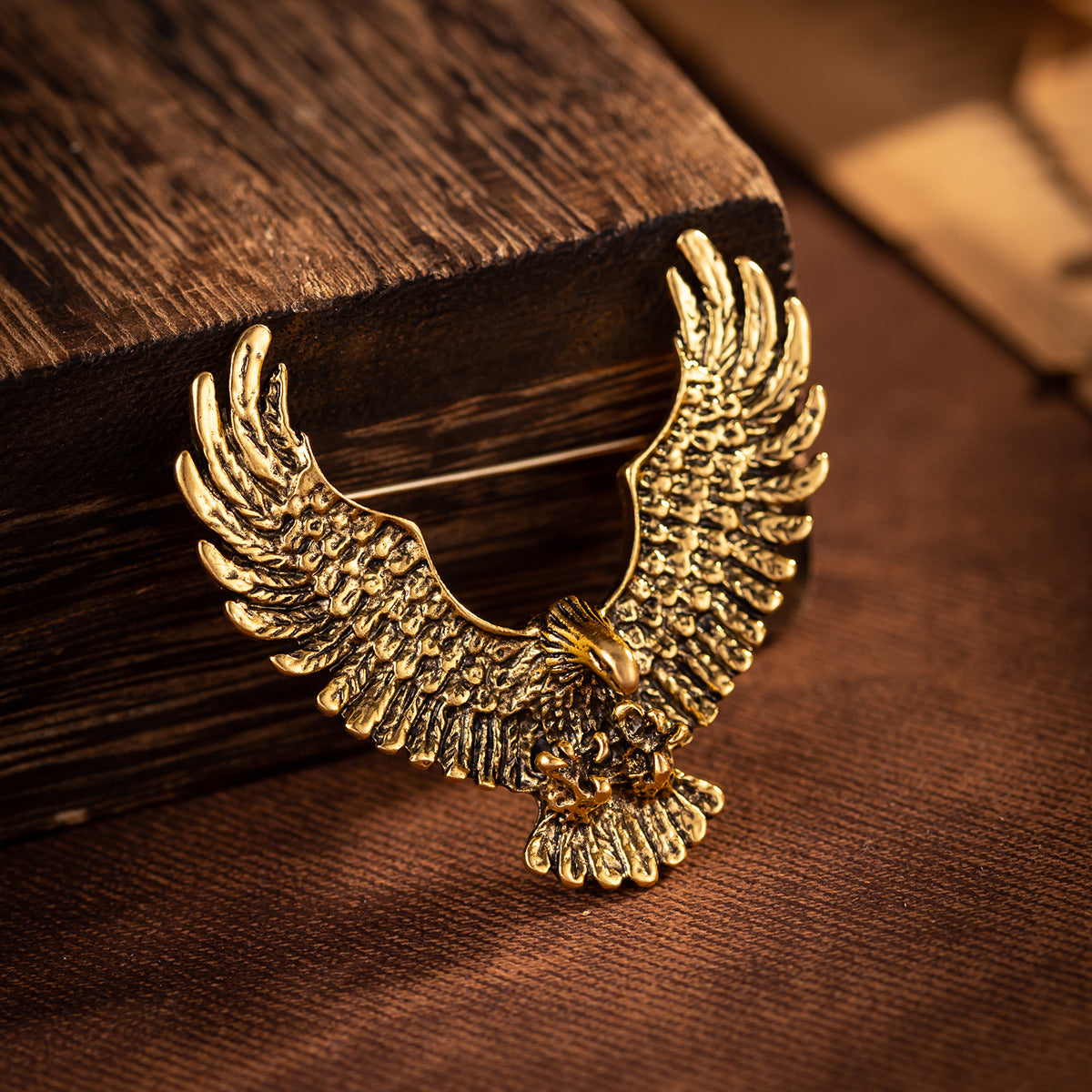 Vintage Gold Silver Retro Eagle Spread Wings Badge Brooch 3pcs - Lots of Buttons