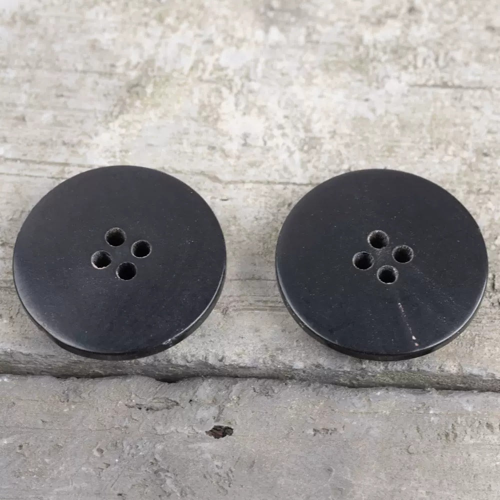 15/20/25mm Vintage Svart Konveks Lasergravert Hornknapper 12stk