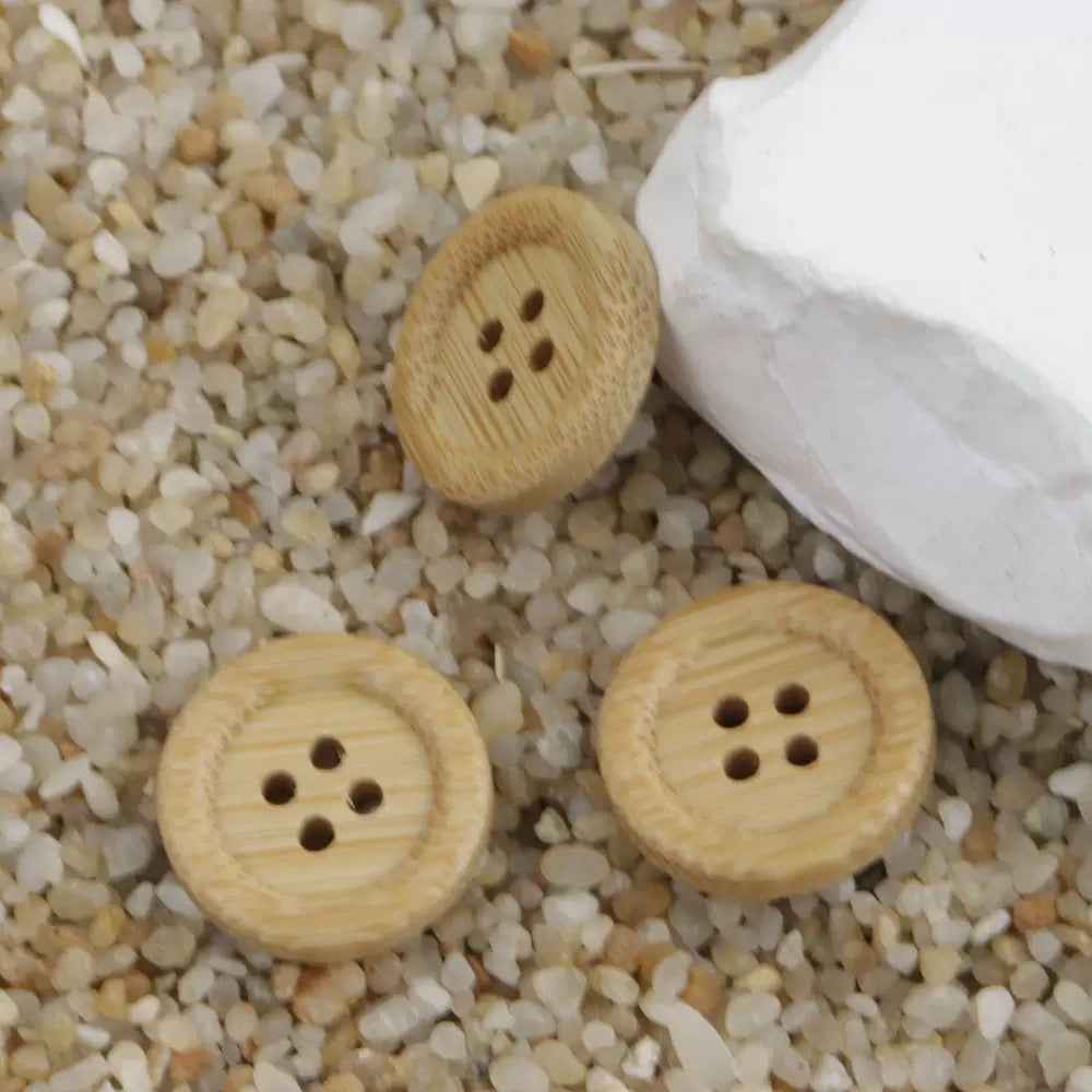 11.5-20mm Round 4 Hole Natural Bamboo Buttons for Children's Handicrafts 30pcs - Lots of Buttons