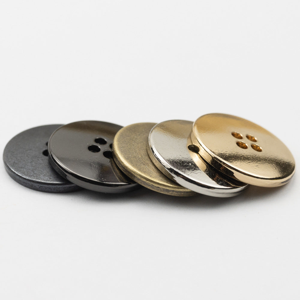 15/18/20mm Runda 4 Hål Metallknappar Guld Silver Antik Brons Svart för Kostymer 20st