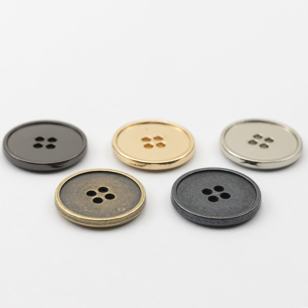Botones Metálicos Redondos de 15/18/20mm con 4 Agujeros en Oro, Plata, Bronce Antiguo y Negro para Trajes, 20pcs