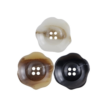 11,5-25mm Kaffee, Off-White und Schwarz-Grau Unregelmäßige Blumen 4-Loch Harzknöpfe 30 Stück