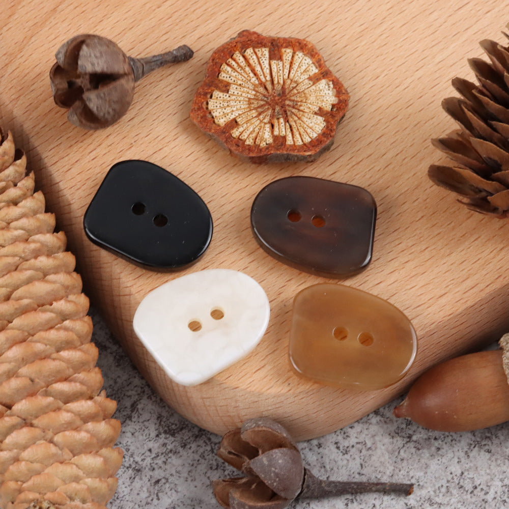 Boutons en résine en forme de clou de 25 mm, marron foncé et blanc cassé, 2 trous, 30 pièces