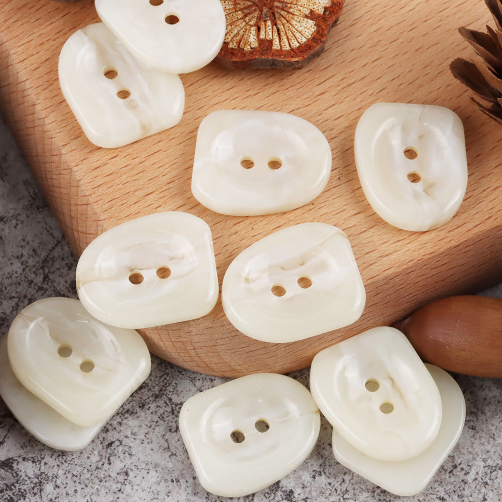 Boutons en résine en forme de clou de 25 mm, marron foncé et blanc cassé, 2 trous, 30 pièces