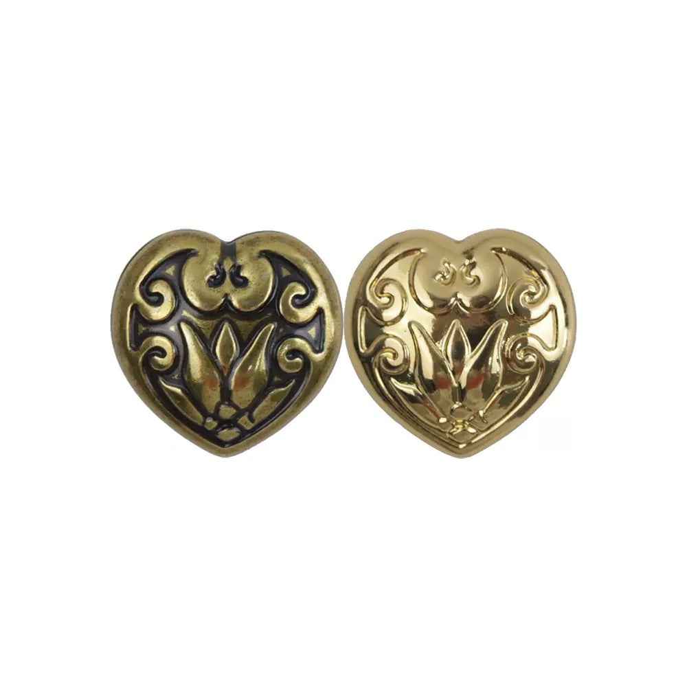 20mm Antique Bronze Heart-Shaped Metal Shank Buttons for Men's Leather Jacket 20pcs - Lots of Buttons