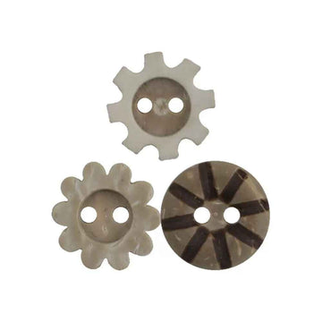 11.5mm Round Flower-Gear Shaped Natural Coconut Shell Buttons for Children's Clothing 100pcs - Lots of Buttons